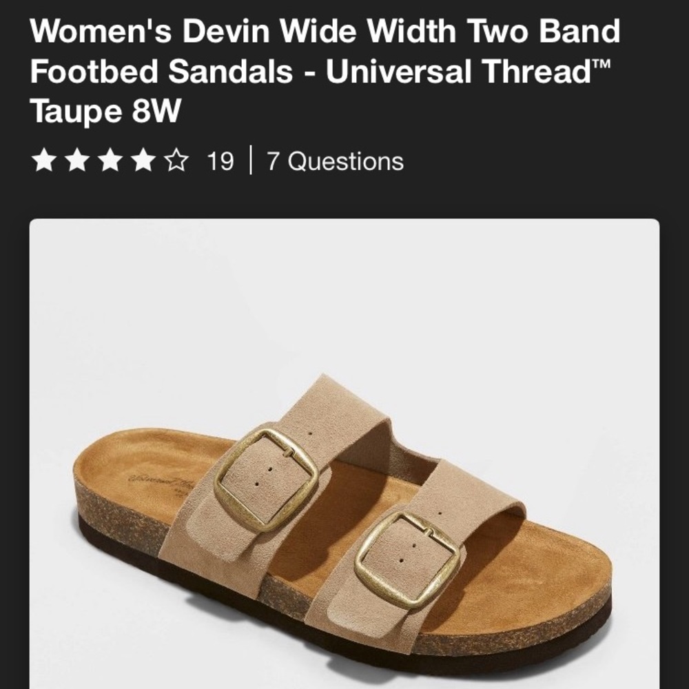 NWT Universal Thread Women’s Devin wide width sandals size 8W Taupe